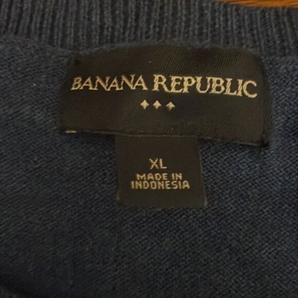 Banana republic mens cl blue and dark tan sweater shirt long sleeve - Picture 3 of 10